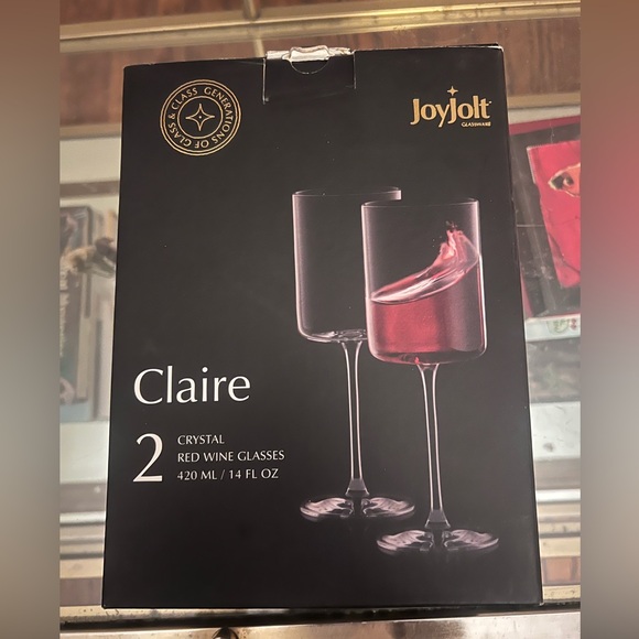 JoyJolt Glassware Set of Two Red Wine crystal Glasses, 14 Fl Oz, still in box! - Picture 2 of 3
